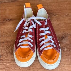 Red and Orange Canvas Sneakers. VT Hokies sneakers.